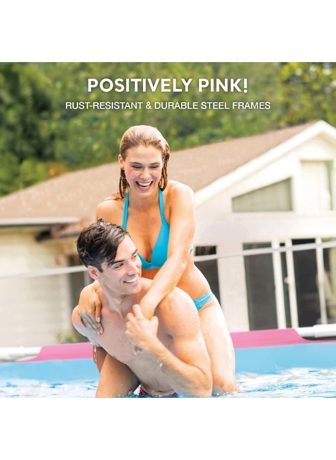 Intex Easy to Assemble Round Metal Frame Swimming Pool - Pink 2.44mx76cm