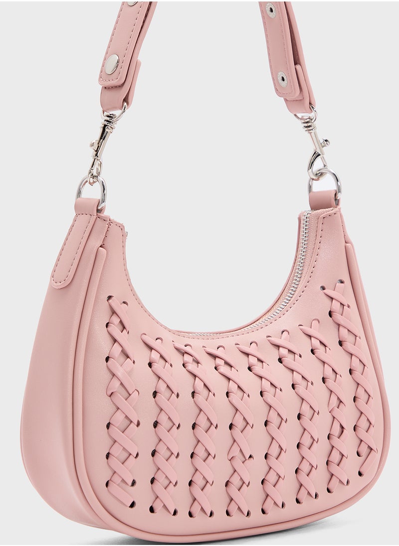 Weave Detail Shoulder Bag