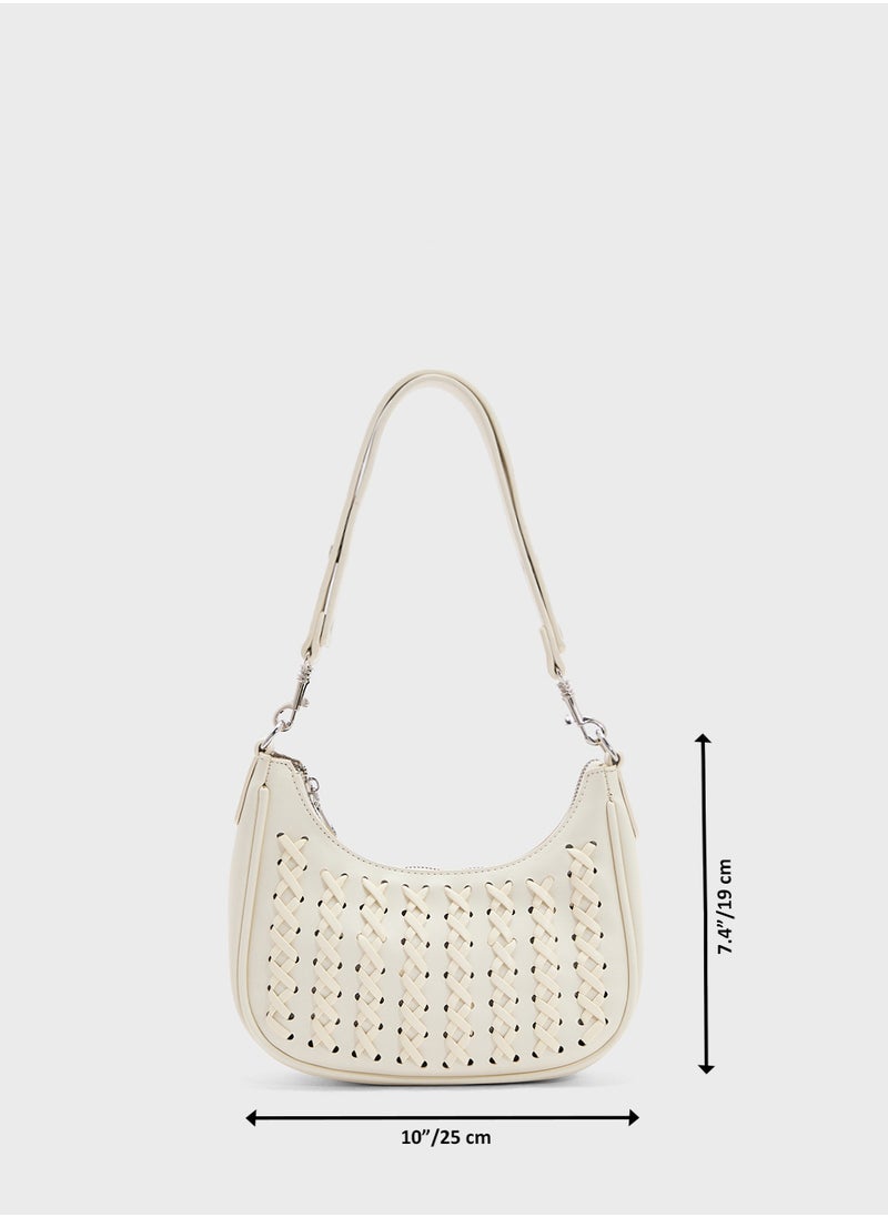 Weave Detail Shoulder Bag