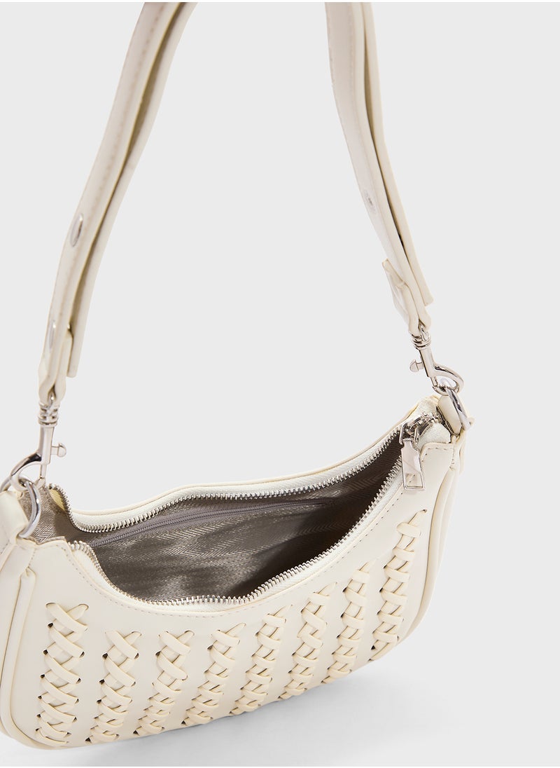 Weave Detail Shoulder Bag
