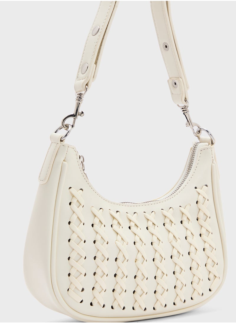 Weave Detail Shoulder Bag