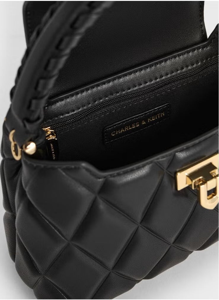 Arwen Quilted Braided-Strap Top Handle Bag