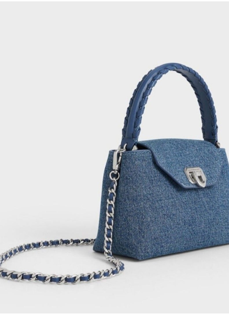 Arwen Quilted Braided-Strap Top Handle Bag