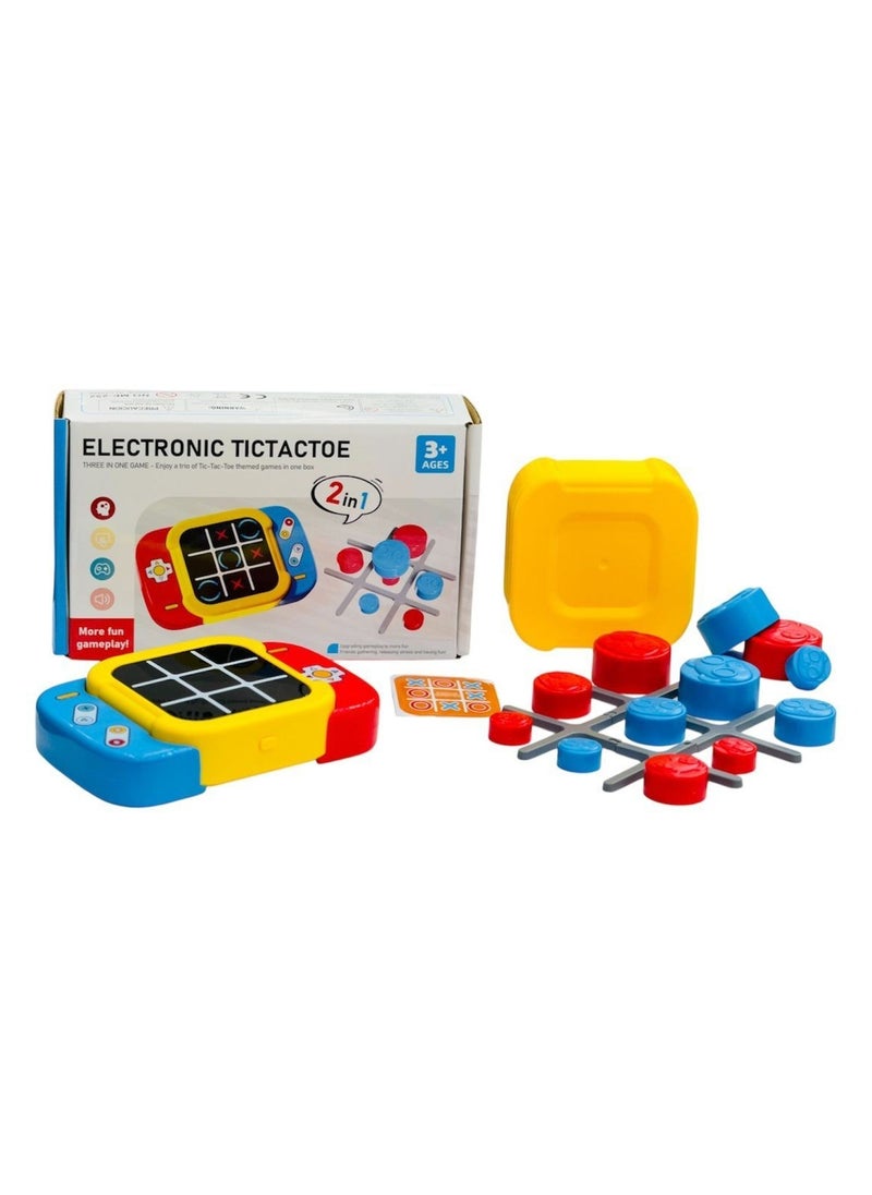 2-in-1 Tic-Tac-Toe & Bolt Chess | 3-in-1 Educational Board Game Toy for Kids (Tic-Tac-Toe, Memory Flash, Whack-a-Mole) | Portable ABS Plastic Learning Game | Birthday Gift for Children Ages 3+ | Includes Electronic Tic-Tac-Toe & Nesting Doll