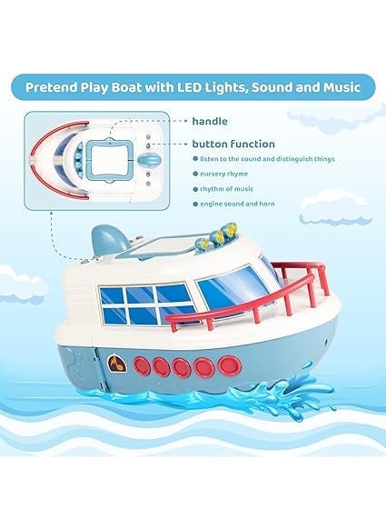 FREK SELAK Doll House Boat Play Set Deforming Kids Toy Ship with Sound Lights Doll and Accessories for Disco Stage Little People Pretend Play Birthday Gift Toys for Girls and Boys 3 to 8 Year