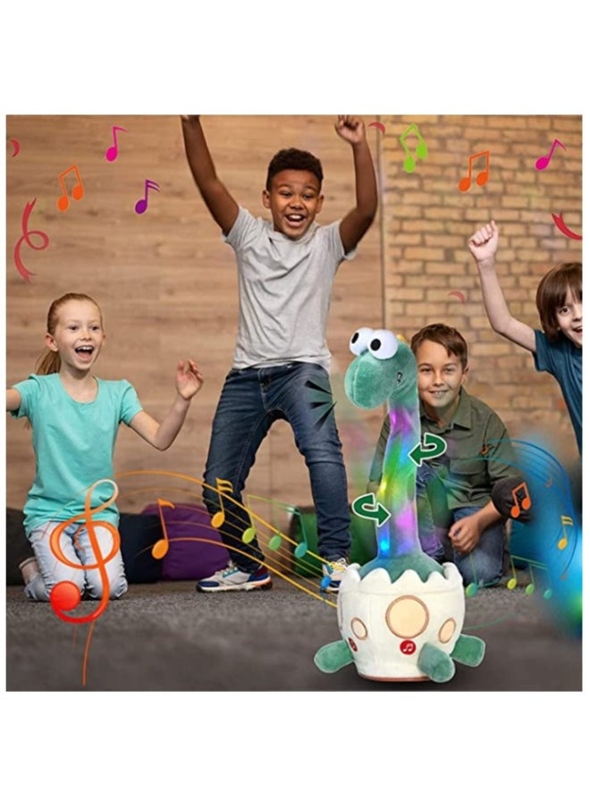 Light up Dancing Talking Dinosaur Toys, Electronic Shake Interactive Toys, Glowing Toy Wriggle Singing Recordable Toy, 14” Funny Mimicking Speaking Creative Toy Birthday Gift for Kids