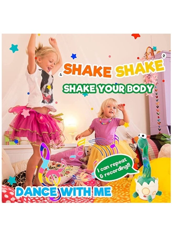 Light up Dancing Talking Dinosaur Toys, Electronic Shake Interactive Toys, Glowing Toy Wriggle Singing Recordable Toy, 14” Funny Mimicking Speaking Creative Toy Birthday Gift for Kids
