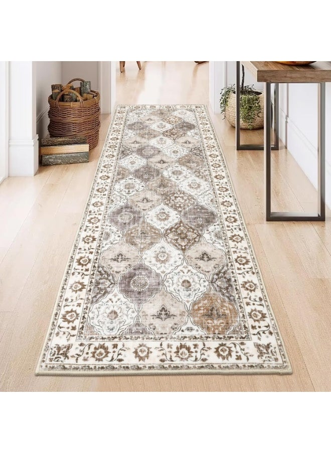 【Bohemian Vintage Rug】Non-Slip Hallway & Living Room Carpet | 50*160cm Anti-Wear Bedside Rug with Stain-Resistant Polyester | Easy Clean Home Decor Floor Mat