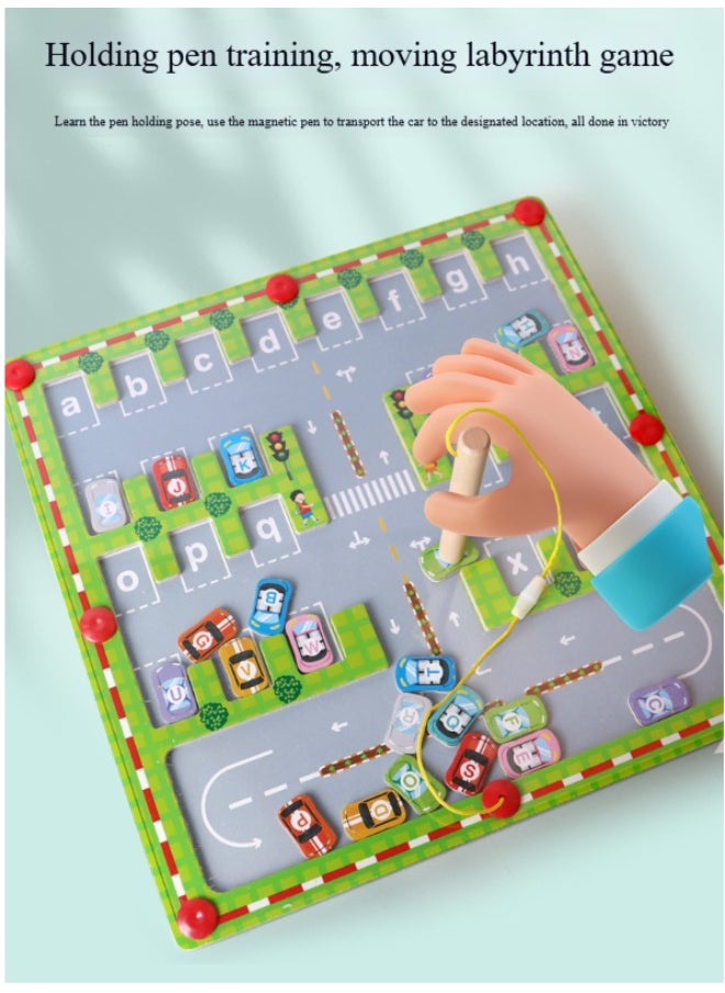 Magnetic Maze Bead Toy - Educational Focus & Concentration Magnetic Parking Match Game for Kids