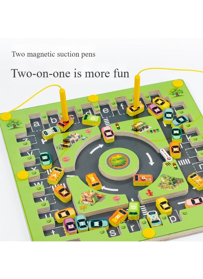 Magnetic Maze Bead Toy - Educational Focus & Concentration Magnetic Parking Match Game for Kids