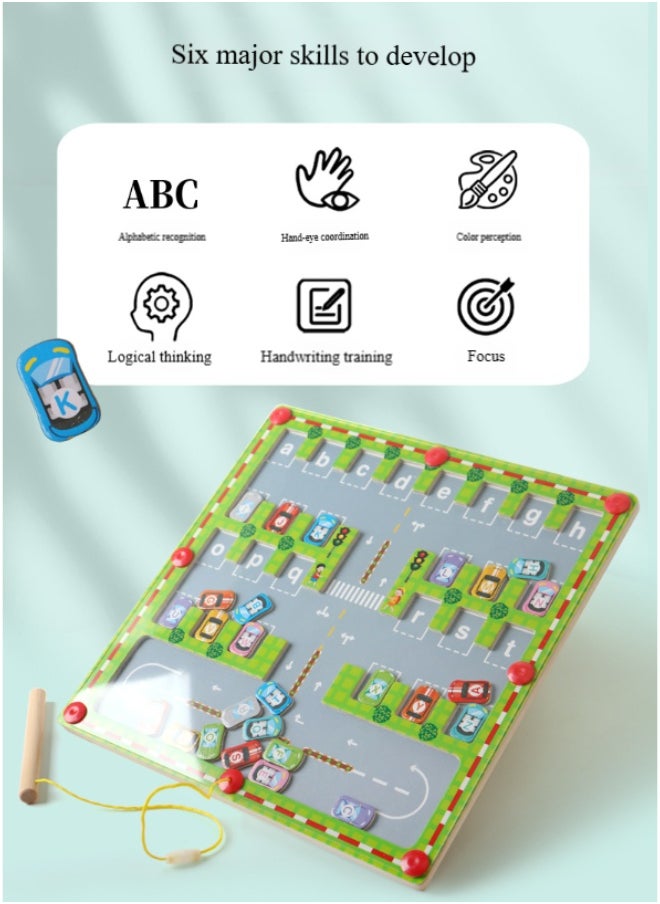 Magnetic Maze Bead Toy - Educational Focus & Concentration Magnetic Parking Match Game for Kids