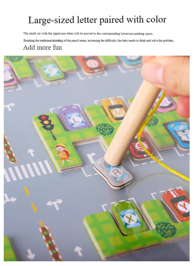 Magnetic Maze Bead Toy - Educational Focus & Concentration Magnetic Parking Match Game for Kids