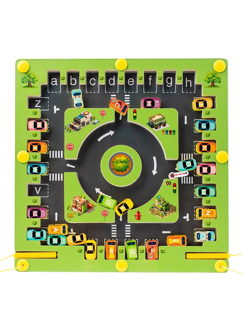 Magnetic Maze Bead Toy - Educational Focus & Concentration Magnetic Parking Match Game for Kids