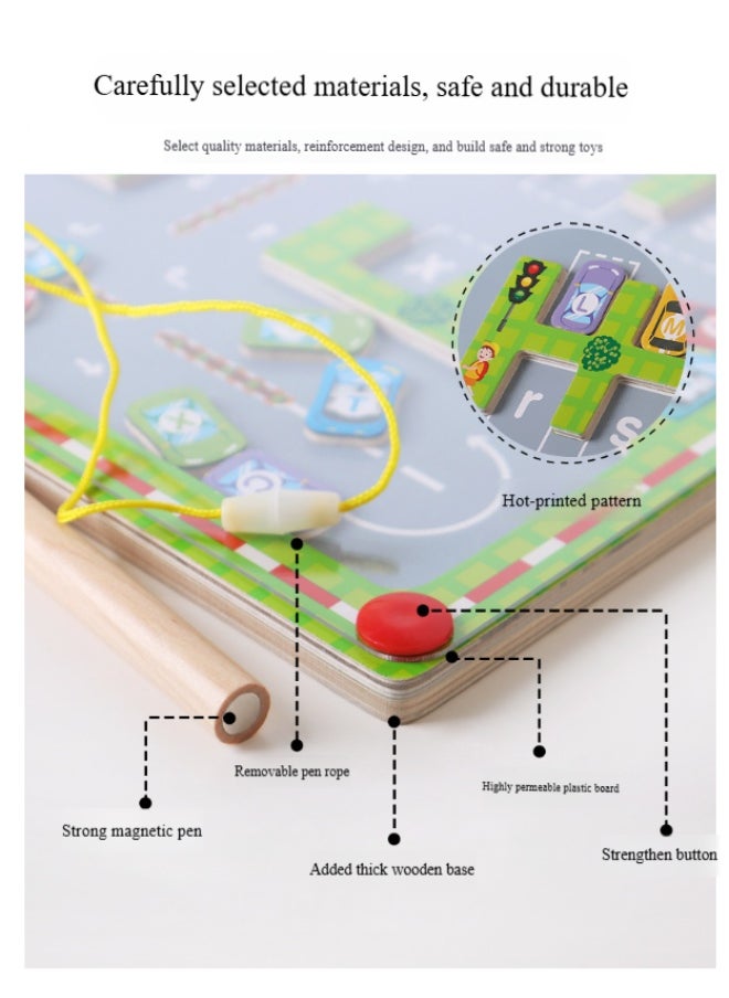 Magnetic Maze Bead Toy - Educational Focus & Concentration Magnetic Parking Match Game for Kids