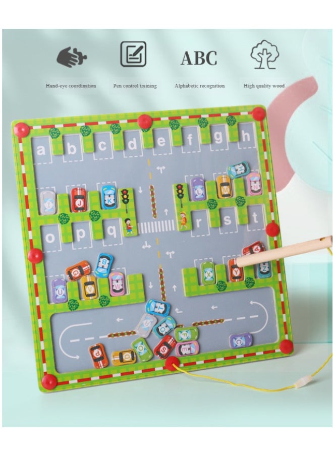 Magnetic Maze Bead Toy - Educational Focus & Concentration Magnetic Parking Match Game for Kids