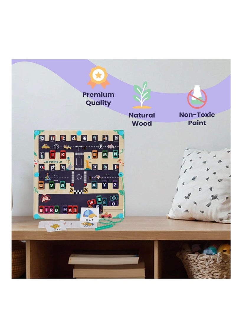 Magnetic Maze Bead Toy - Focus and Concentration Magnetic Parking Lot Matching Game for Kids, Educational Puzzle Toy