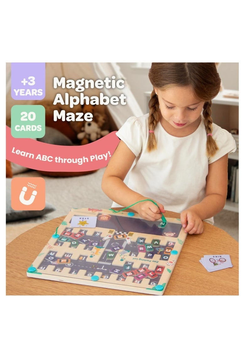 Magnetic Maze Bead Toy - Focus and Concentration Magnetic Parking Lot Matching Game for Kids, Educational Puzzle Toy