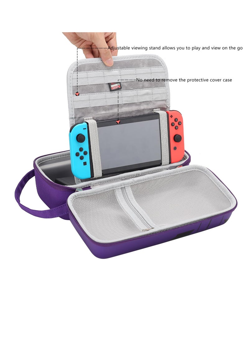 Carrying Storage Case for Nintendo Switch/Switch OLED, Built-in Stand and Removable Shoulder Strap Design Fit Switch Console, AC Charger Adapter, Switch Dock/Pro Controller Accessories
