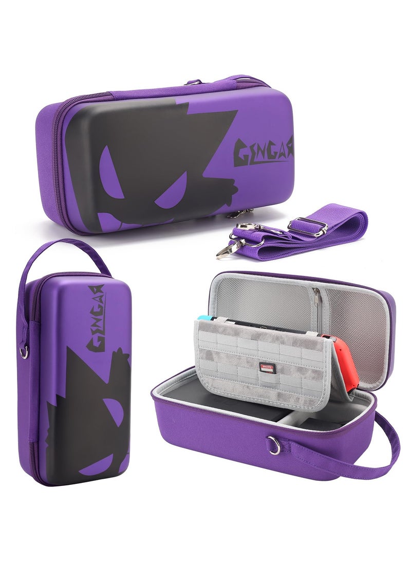 Carrying Storage Case for Nintendo Switch/Switch OLED, Built-in Stand and Removable Shoulder Strap Design Fit Switch Console, AC Charger Adapter, Switch Dock/Pro Controller Accessories