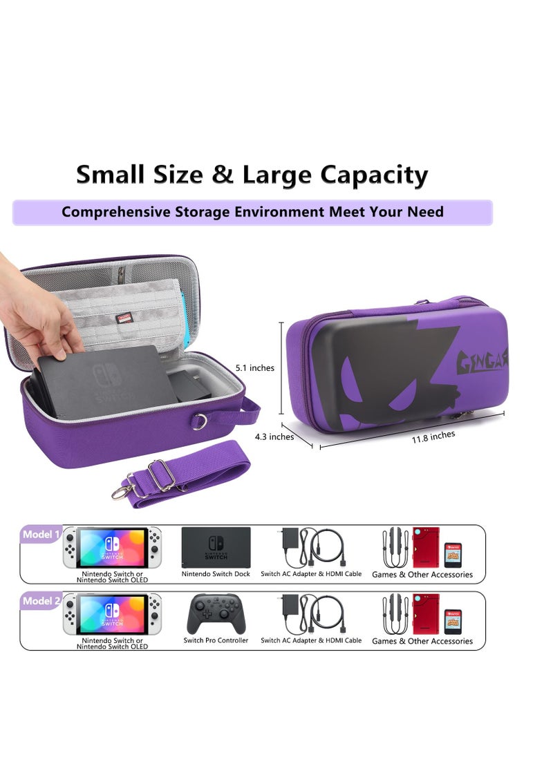 Carrying Storage Case for Nintendo Switch/Switch OLED, Built-in Stand and Removable Shoulder Strap Design Fit Switch Console, AC Charger Adapter, Switch Dock/Pro Controller Accessories