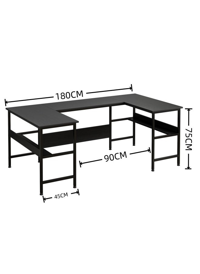 Gaming Table with Bookshelf Layer,U Shaped Computer Desk ,Large Desktop Office Desk 180*45*75cm