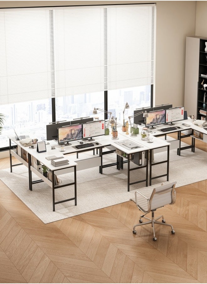 Gaming Table with Bookshelf Layer,U Shaped Computer Desk ,Large Desktop Office Desk 180*45*75cm
