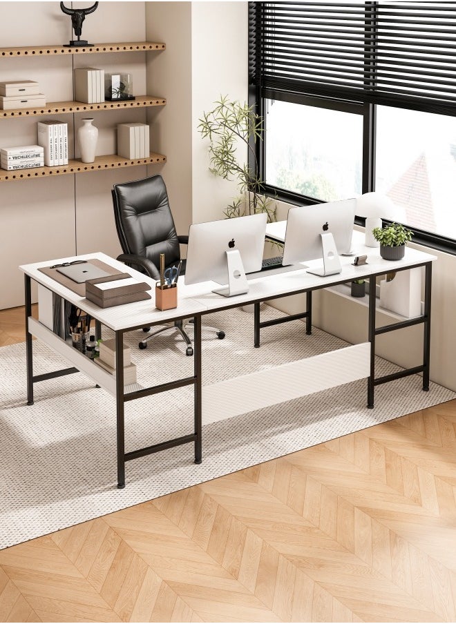 Gaming Table with Bookshelf Layer,U Shaped Computer Desk ,Large Desktop Office Desk 180*45*75cm
