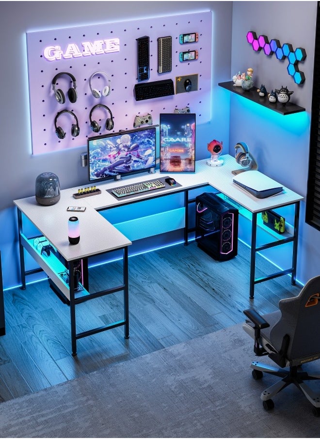 Gaming Table with Bookshelf Layer,U Shaped Computer Desk ,Large Desktop Office Desk 180*45*75cm