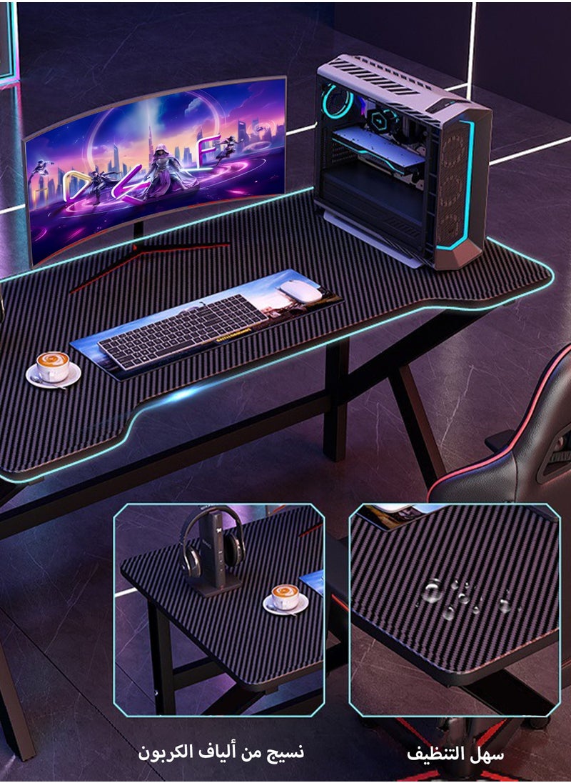 U-LIAN Gaming Table,Small Gaming Desk,Ergonomic PC Computer Desk,Computer Table with Carbon Fibre Surface, Kids Desk,Writing Study Desk or Home Office Desks,Ideal for Students and Gamers