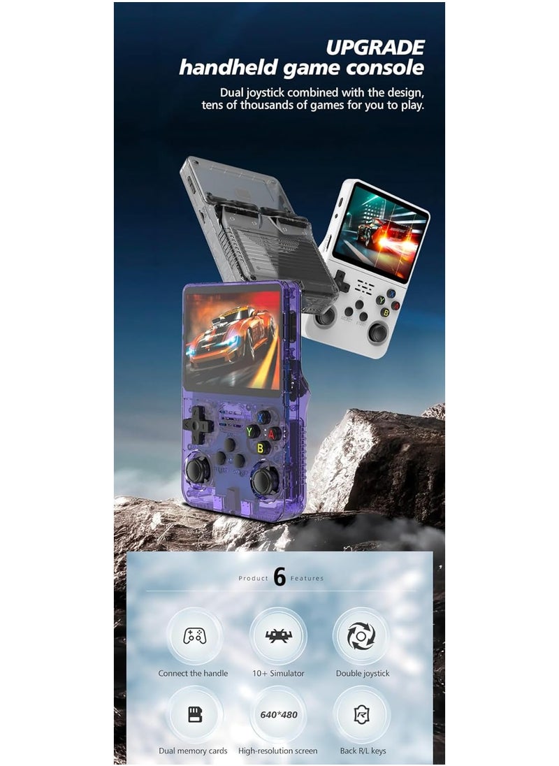 ANBERNIC R36S Retro Handheld Game Console with 3.5 Inch IPS HD Display, Linux System, 1000 Inbuilt Games, 64GB Game Card – Compact Pocket Video Game (Purple)
