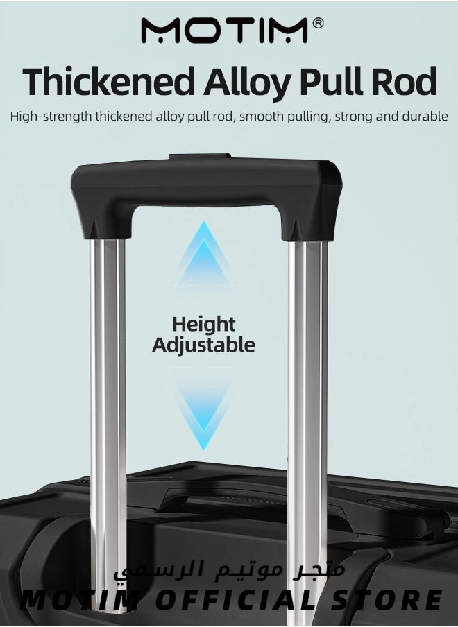Travel Luggage Carry-On Luggage with USB and Type-C Charging Port & Cup Holder & Phone Holder & Side Hidden Hook & Spinner Wheels Multifunctional Carry On Suitcase Large Capacity Checked-in Luggage