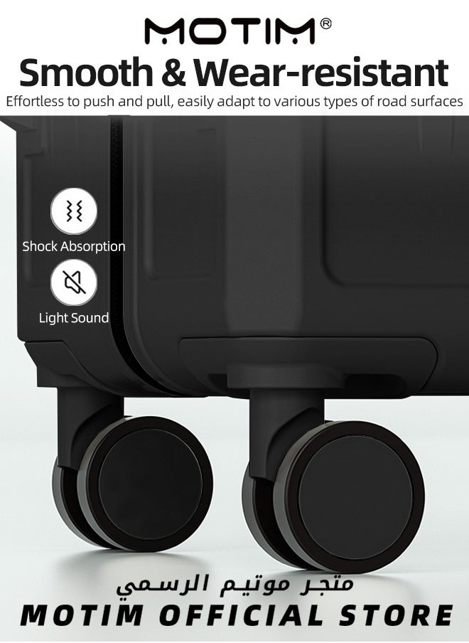 Travel Luggage Carry-On Luggage with USB and Type-C Charging Port & Cup Holder & Phone Holder & Side Hidden Hook & Spinner Wheels Multifunctional Carry On Suitcase Large Capacity Checked-in Luggage
