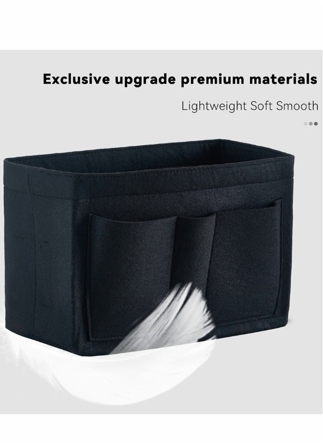 Black Purse Organizer Felt Bag Organizer Insert M Size Multi-Pocket Bag in Bag for Womens Handbag Travel