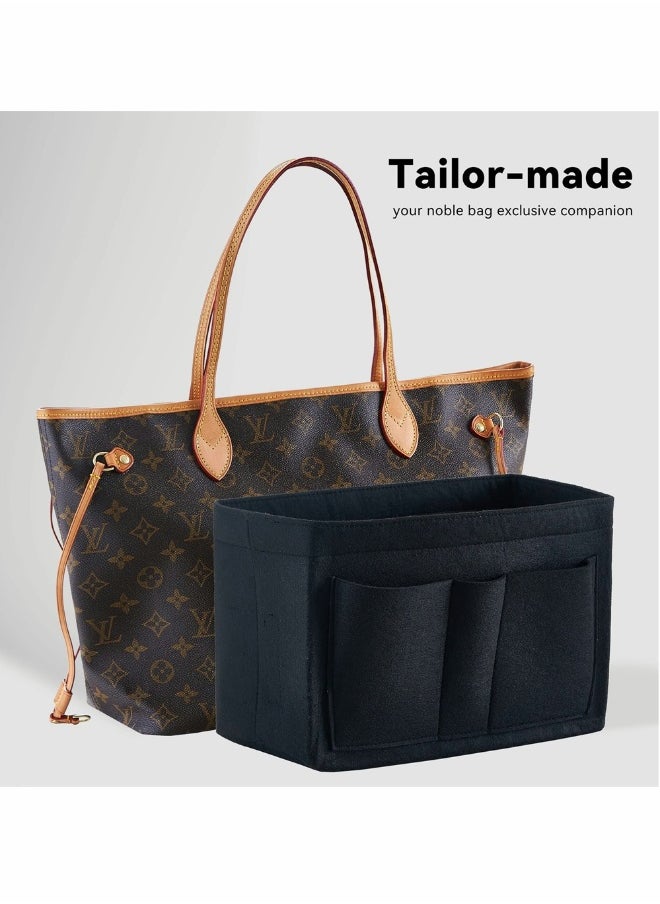 Black Purse Organizer Felt Bag Organizer Insert M Size Multi-Pocket Bag in Bag for Womens Handbag Travel