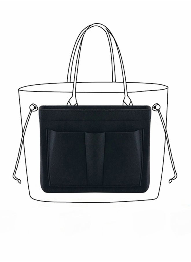 Black Purse Organizer Felt Bag Organizer Insert M Size Multi-Pocket Bag in Bag for Womens Handbag Travel