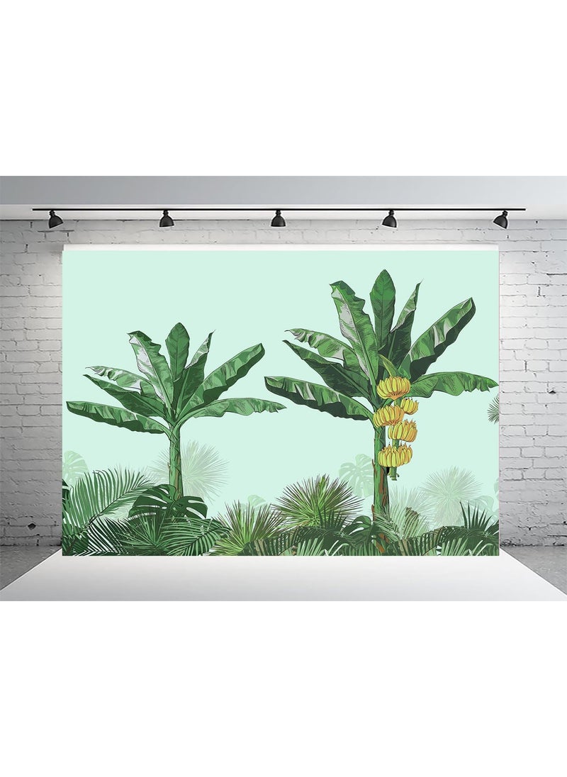 Dhara Creation Green Banana Tree 5FT7FT Backdrop Cloth for Pooja Decoration WeddingSatyanarayan Pooja Traditional Background Curtain Cloth for Festival Washable Fabric