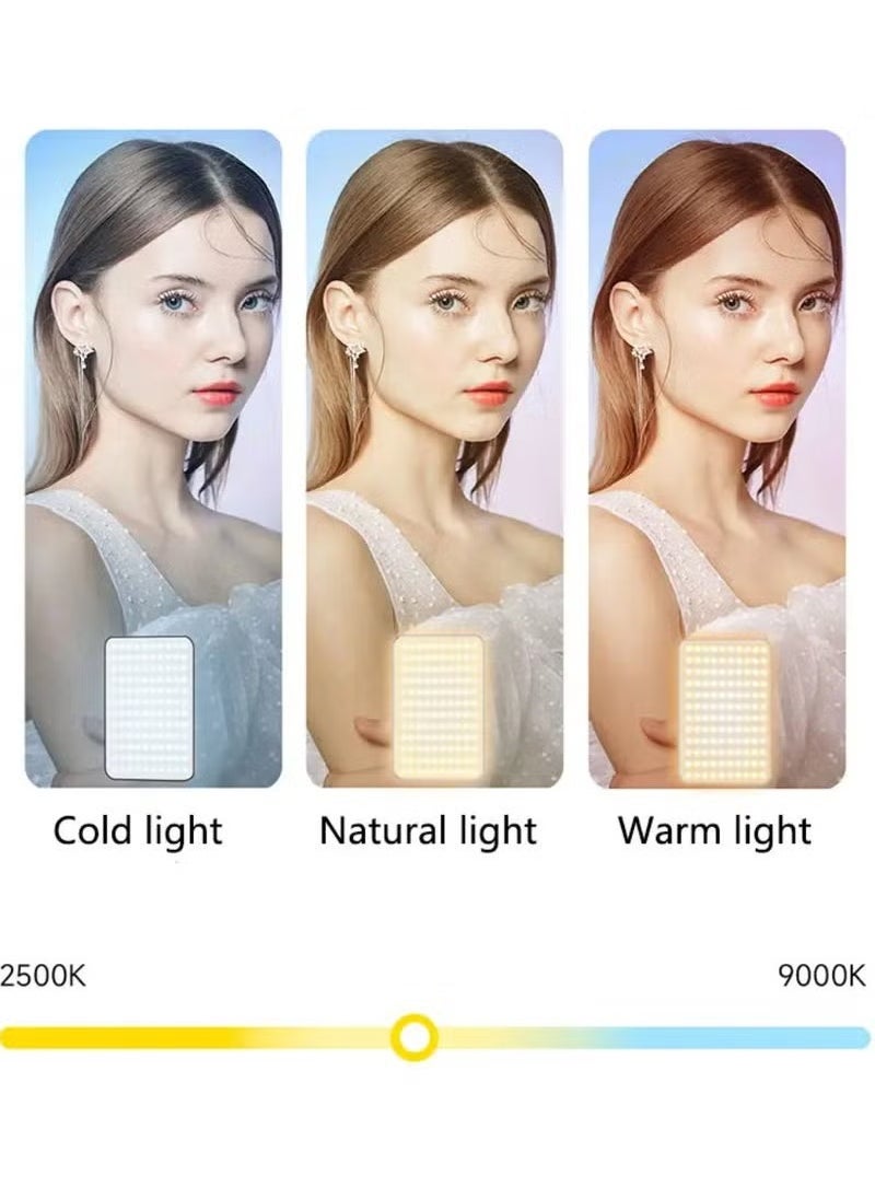 D10S 129 LED RGB Video Light – 360° Full Color Portable LED Camera Light, 3000mAh Rechargeable Battery, CRI 95+, 2500K–9000K Adjustable, Mini Pocket Fill Light with Type-C Charging for Photography, Video, and Vlogging