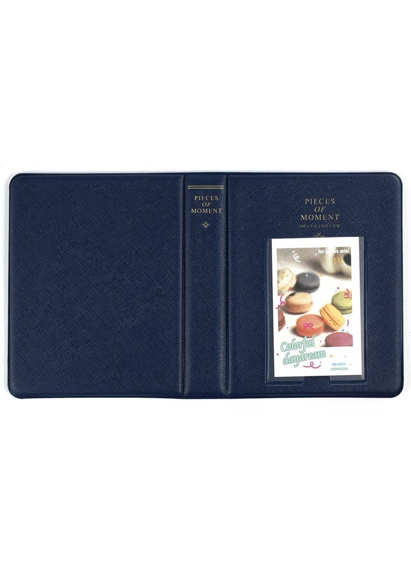 ZIKKON 64 Pockets Photo Album for Fujifilm Instax Mini 12 11 9 8 40 99 Evo Liplay 7S Instant CameraMini Link Printer Polaroid Snap Touch PIC300 Z2300 Mint Zip Instant Camera Printer navy blue