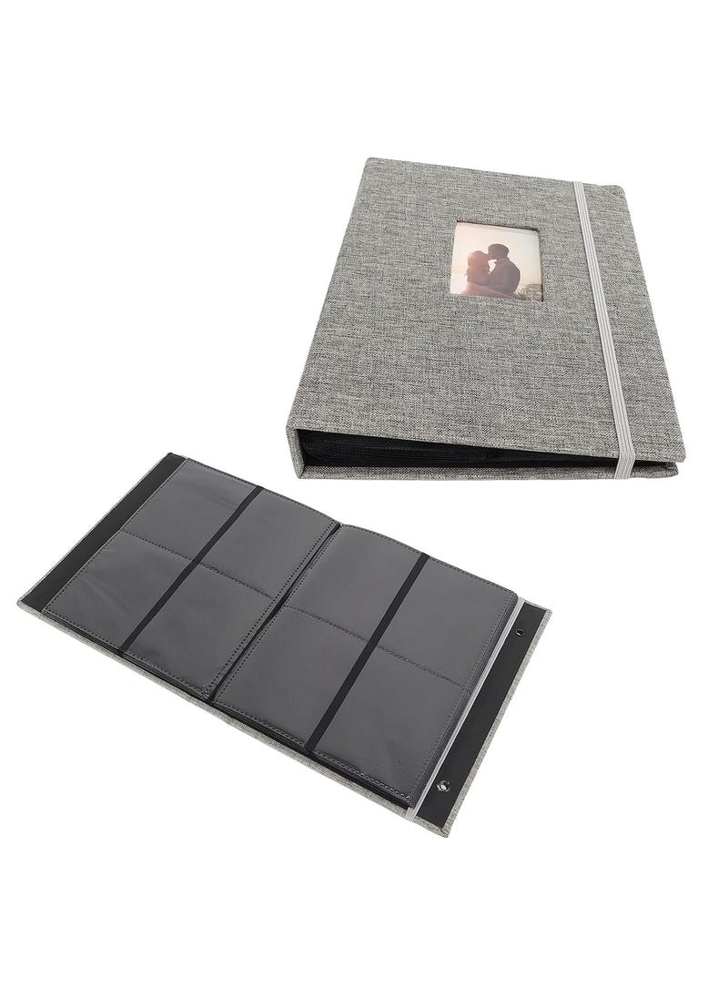 ZIKKON Mini Photo Album 208 Vertical Photos Natural Linen Cover Front Window Photo Album 2x3 Compatible with Fujifilm Instax Mini Film 7s 8 9 11 Polaroid 300 HP Sprocket Kpop PhotocardsGray