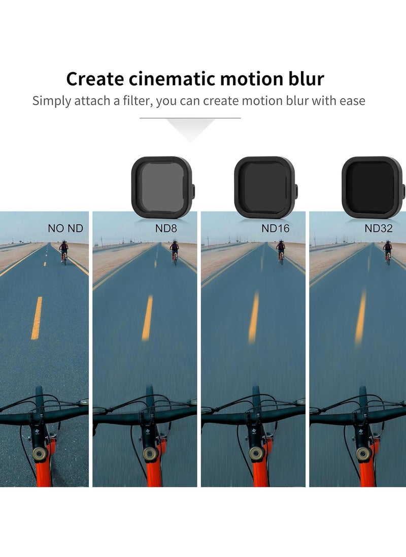 TELESIN 4PCS Camera Lens Filters Protector kit for GoPro Hero 12 11 10 9,1PC Circular Polarizing Filters with 3PCS Neutral Density for GoPro Hero Action camera 12/11/10/9 Black Accessories (CPL ND8 ND16 ND32)