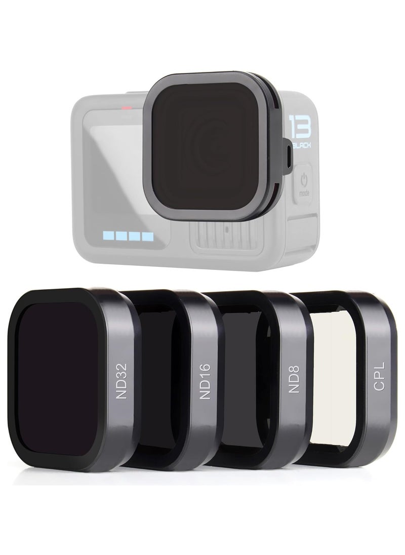 TELESIN 4PCS Camera Lens Filters Protector kit for GoPro Hero 12 11 10 9,1PC Circular Polarizing Filters with 3PCS Neutral Density for GoPro Hero Action camera 12/11/10/9 Black Accessories (CPL ND8 ND16 ND32)