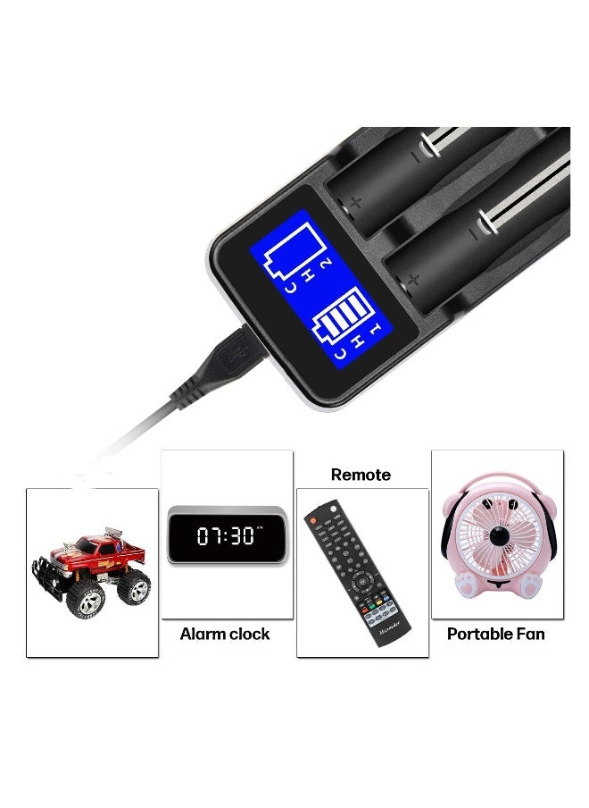 LCD Universal USB Dual Battery Charger, 2 Slots Intelligent Battery Charger for Rechargeable Li-ion Batteries 18650 18490 18350 17670 17500 16340 14500, Ni-MH/Ni-Cd A AA AAA Batteries