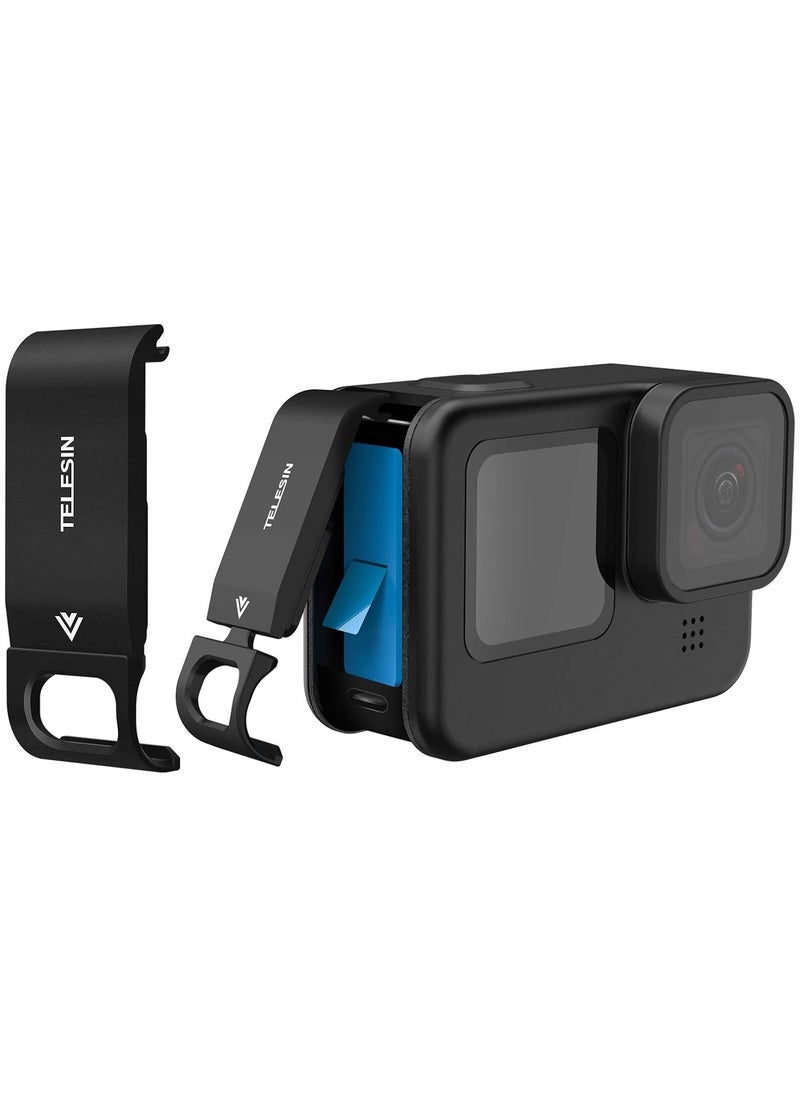 TELESIN Battery Cover for GoPro HERO13 HERO12 HERO11 HERO10 HERO9 Black, Removable Battery Door Replacement with Type-C Charging Port Replaceable battery cap lock for Go Pro Hero 13/12/11/10/9