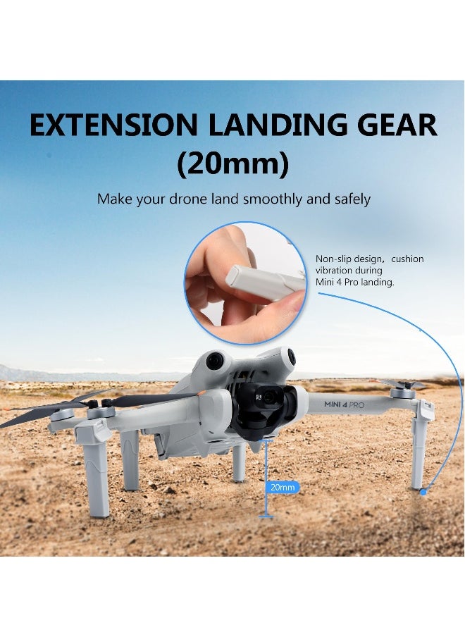 Extension Landing Gear for DJI Mini 4 Pro, Lightweight Portable Legs Anti-Scratch Landing Extender Bracket for Mini 4 Pro Drone Accessories (WHite)