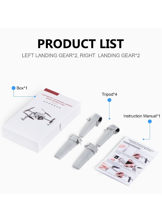 Extension Landing Gear for DJI Mini 4 Pro, Lightweight Portable Legs Anti-Scratch Landing Extender Bracket for Mini 4 Pro Drone Accessories (WHite)