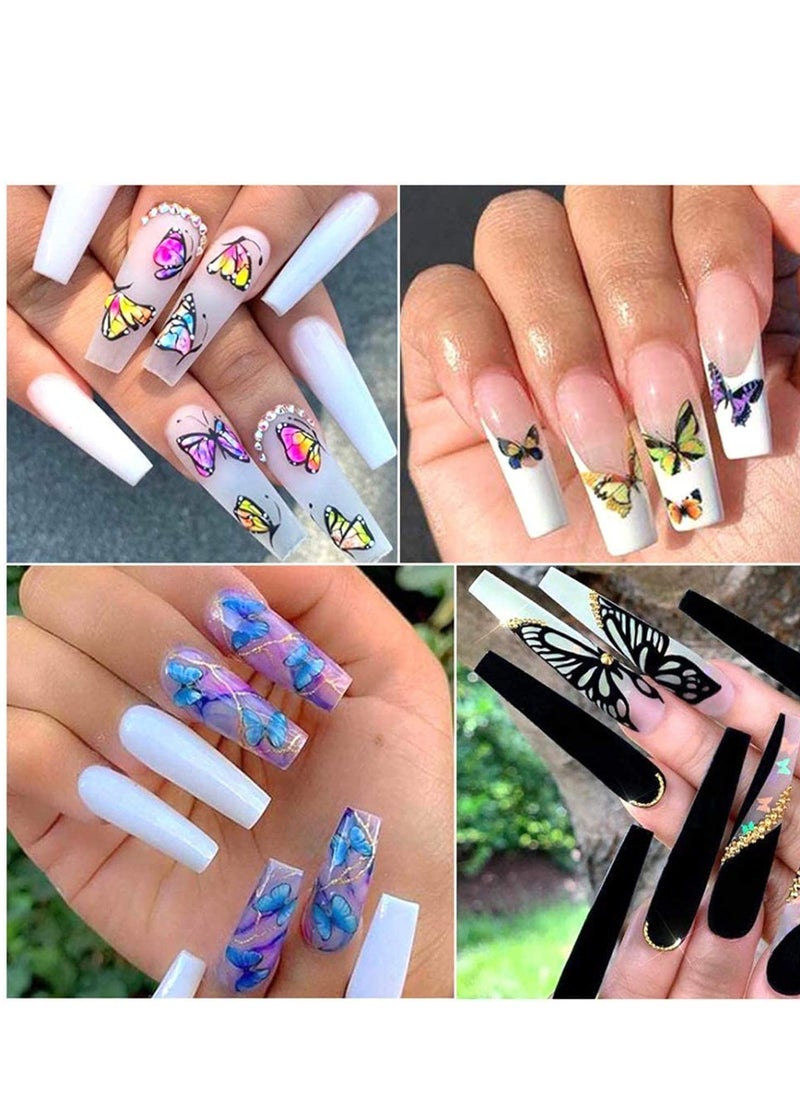 erfly Nail Art Stickers Water Transfer Sticker with erfly Flower Patterns Manicure Tips, DIY Toenails Art Decorations Accessories Decals 30 Sheets
