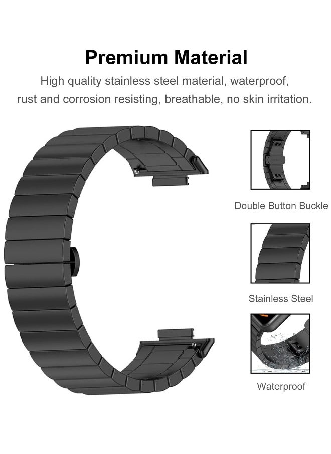 Stainless Steel Metal Strap for Huawei Watch Fit 2 - Ultra-Thin, Durable, Adjustable Replacement Band with Folding Clasp - Black Color