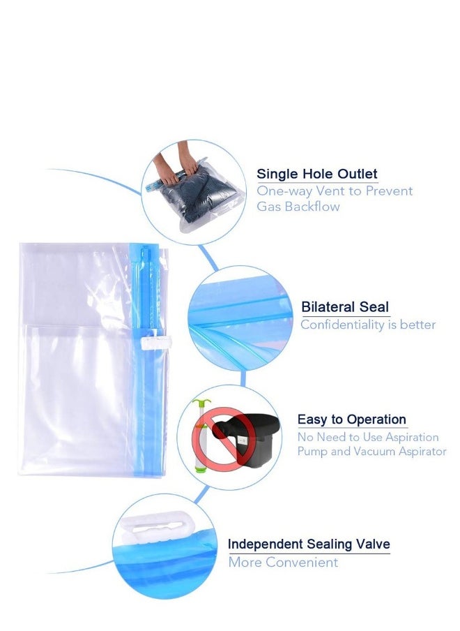 Compression Bags - Travel Accessories - 10 Pack Space Saver Bags - No Vacuum or Pump Needed - Vacuum Storage Bags for Travel Essentials - Home Packing-Organizers (Blue)