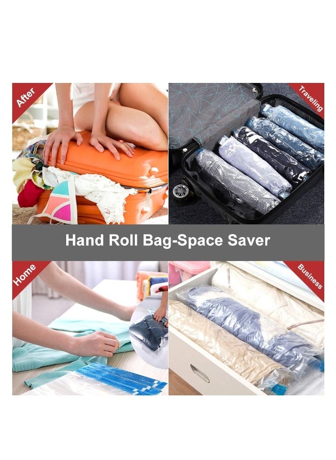 Compression Bags - Travel Accessories - 10 Pack Space Saver Bags - No Vacuum or Pump Needed - Vacuum Storage Bags for Travel Essentials - Home Packing-Organizers (Blue)