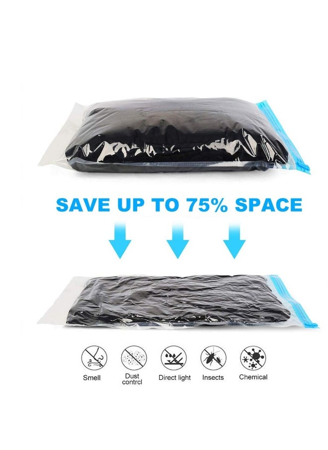 Compression Bags - Travel Accessories - 10 Pack Space Saver Bags - No Vacuum or Pump Needed - Vacuum Storage Bags for Travel Essentials - Home Packing-Organizers (Blue)